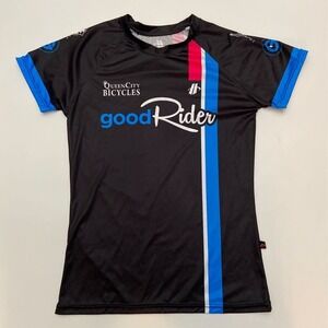 Hincapie Womens Jersey Leisure‎ Cycling Top Black Blue Short Sleeve Good Rider L